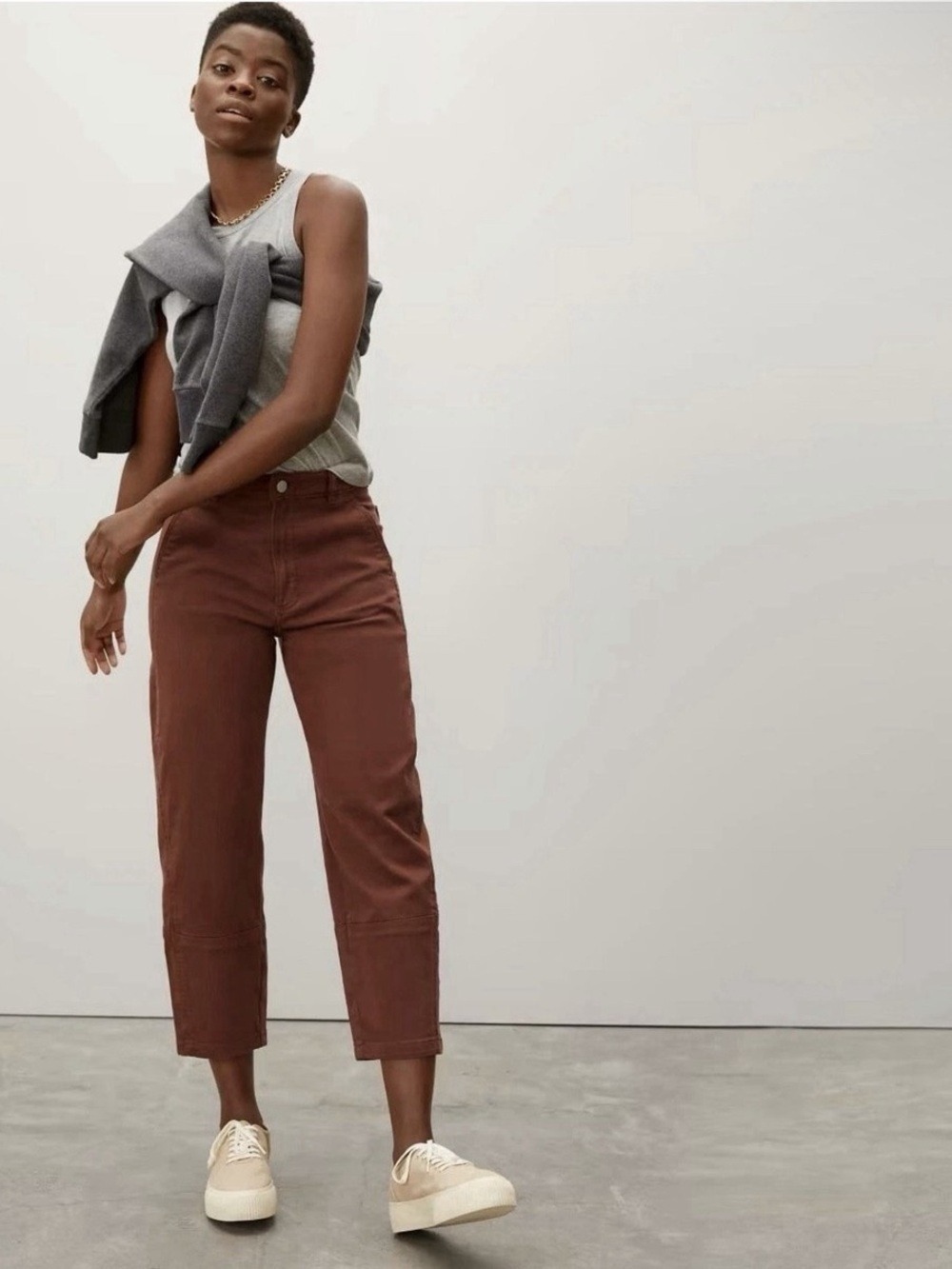 EVERLANE THE UTILITY BARREL PANT BROWN ROSEWOOD SIZE 2